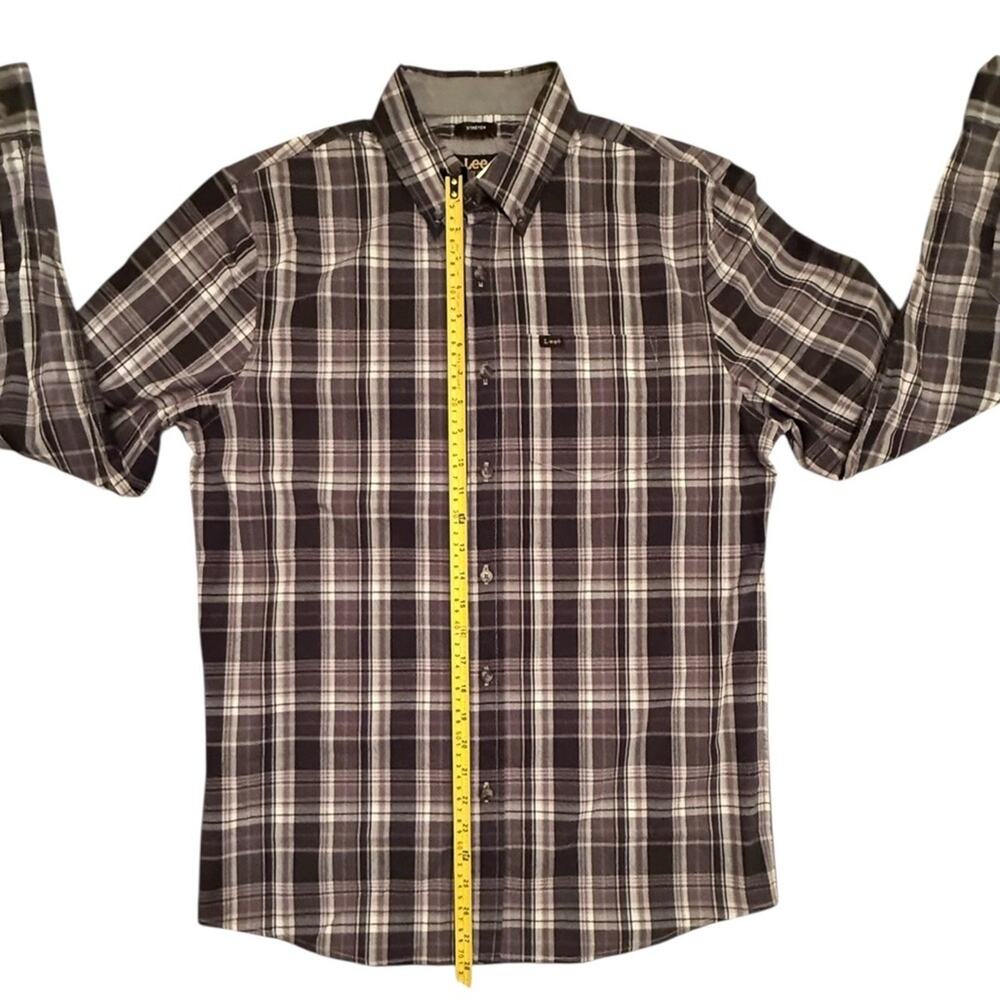 Lee Black White Grey Plaid Men’s Size M Long Sleeve Button Up Casual Shirt - Picture 7 of 16